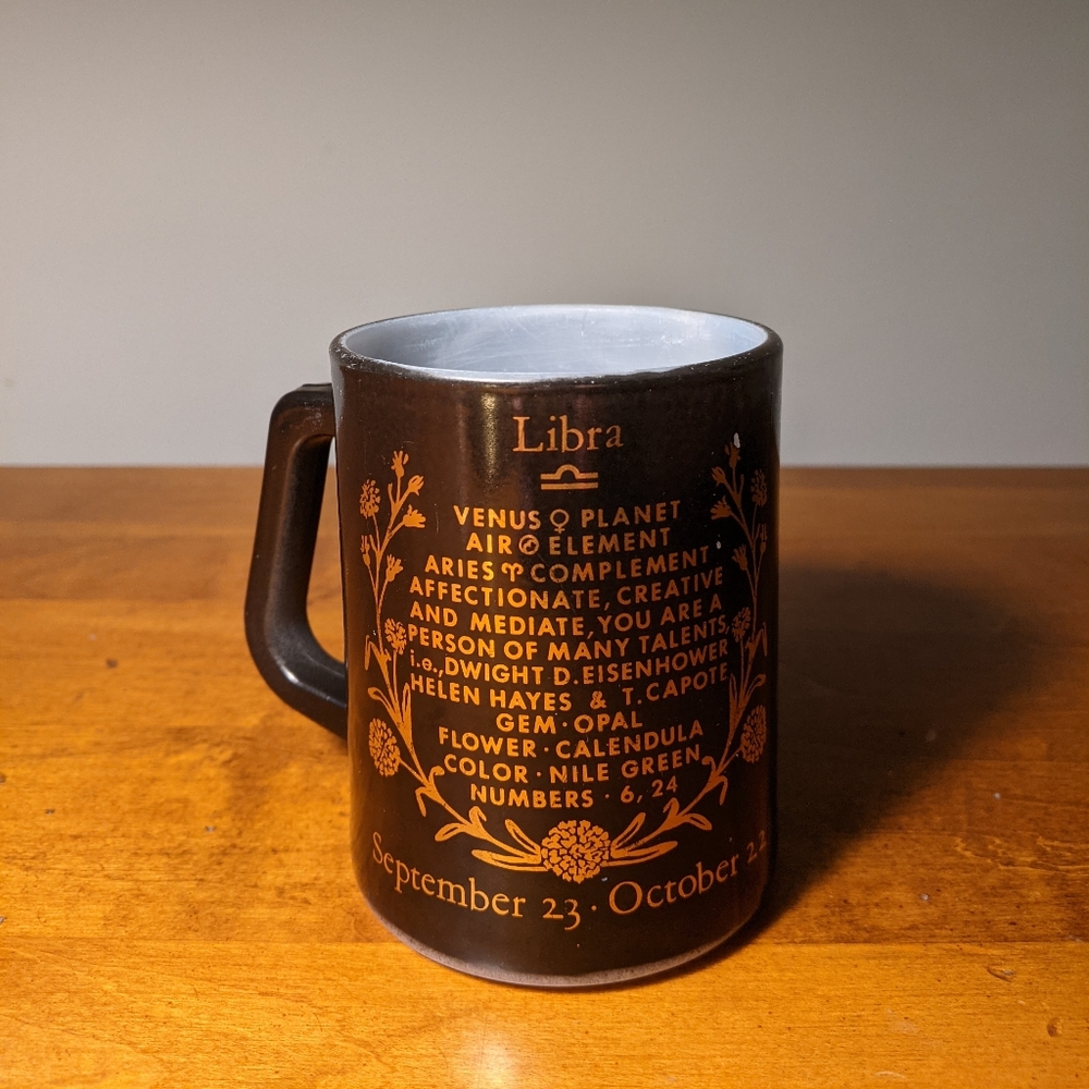 Vintage Federal Glass Libra mug 1970s zodiac